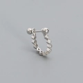 Silver s925 geometric cartilage stud earring with cubic zirconia and C-shape design - 925 Silver / White Gold