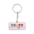 Pink metal mood tracker keychain with sliding heart and enamel colorful emoji faces - Heart Slider / Luminous Keychain - Pink