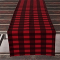 Classic red and black buffalo check table runner on a dark rustic wooden table - 33*183cm / Red Black Plaid