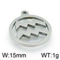 Ciondolo Acquario dorato in acciaio inossidabile, charm zodiacale circolare, 15mm per fai-da-te - Acquario Acciaio