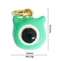 Macro detail showing green sea monster pendant dimensions 10.5x8.6mm and 2.0g weight - DZ-2949