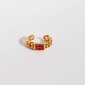 Ear cuff a catena dorata con zircone rosa rettangolare e finitura lucida elegante - Rosa Rosso