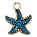 Ciondolo stella marina in smalto blu con bordi dorati per creazione gioielli - Stella Marina Classica / Blu