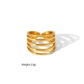 Macro view of adjustable irregular gold multi-layered stainless steel ring with dimensions - Five-Layer Parallel Rings (YYR023297-G)
