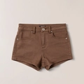 Short en jean marron taille haute coupe en A avec poches utilitaires et bouton en métal - XS / Marron Mustang