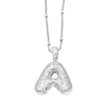 Collana d'argento con ciondolo a bolla lettera A impreziosita da zirconi scintillanti - Lettera A / Argento