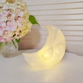 Cute half-moon cartoon night light with warm yellow glow and frosted texture - Large Cheese Moon - White
