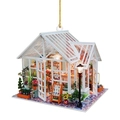 Detail of a 2D acrylic Christmas ornament with a bookstore greenhouse miniature print - White Greenhouse