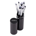 Professional 7-piece makeup brush set with black glossy handles and portable storage tube - 7pcs Eyeshadow Brush Set