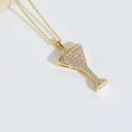 Elegant gold martini glass pendant necklace with sparkling white zircon stones - Pave Zirconia Wine Glass Shape / Gold