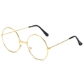 Lunettes rétro à monture ronde en métal doré avec embouts noirs et verres clairs - Cadre Doré