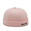 Pink cotton docker hat with Stunning embroidery for a vintage streetwear style - Pink (Small Letters)