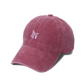 Burgundy washed cotton baseball cap with white IN letter embroidery in a 45-degree view - 58cm (Adjustable) / Burgundy