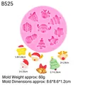 Roze siliconen kerstvorm met rendier, boom en sneeuwvlokken voor fondant - 2# Kerstontwerp (B525) / Roze
