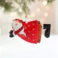Babbo Natale vintage in ferro con finitura metallica rustica e corda in iuta - Ornamento Babbo Natale in Ferro Stile D