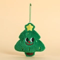 Cute green plush Christmas tree keychain with smiling face and yellow star for bags - Christmas Tree