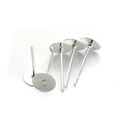 Macro shot of silver flat head earring posts for DIY jewelry making findings and repairs - 8mm Silver / 100 Pcs Per Pack