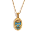 18K gold plated oval Empress Tarot necklace with blue enamel and crystal inlay - Oval Tarot - The Empress / Gold