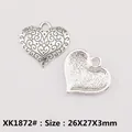 Heart-shaped alloy pendant with swirl hollow pattern and 26x27mm size reference - XK1872# (Large Swirl Heart)