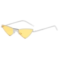 Avant-garde triangular cat-eye sunglasses with silver metal frame and translucent yellow lenses - Silver Frame Yellow Lens C6