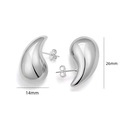 Polished silver-tone hollow teardrop earrings in stainless steel, 26mm height - 26*14mm / Silver