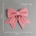 Fiocco natalizio rosa glitterato per decorazione albero misura 20cm per 17cm - Rosa