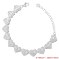 Détail d'un bracelet à maillons cœur en zircon argenté avec fermoir mousqueton et extension - Bracelet Cœur Zircone Blanc Argent