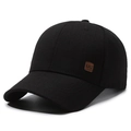Berretto da baseball nero da uomo con patch in pelle KWC, cappello parasole outdoor - Regolabile / Nero