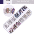 Detail of 12-grid storage box with mixed AB crystals and blue flame nail art rhinestones - Silver Bottom White + Blue Flame + Silver AB + Colorful Flame (04)