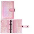 A6 Macaron binder budget book in starry pink leather with colorful sequins and six-ring binder - Starry Pink Shell Only