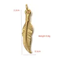 Golden feather pendant in stainless steel, 2.2cm length, 0.8g weight, boho charm accessory - BXGPJ105-Feather Pendant