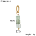 Macro detail of natural light green stone beads with gold hoop showing 1.8cm height dimensions - Light Green