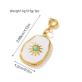 Golden sun oval charm with white enamel and turquoise stone, size 2.88cm x 1.3cm - Pendant (White Enamel Sun Style 8)