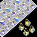 Sparkling AB color teardrop faceted crystal glass pendants for jewelry making - 16X22 Maple Leaf