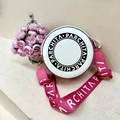Borsa a tracolla rotonda bicolore con ampia tracolla in tessuto rosa acceso - Bianco con Tracolla Rosa
