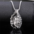 Hip hop titanium steel necklace featuring a silver Buddha and Demon double-faced pendant - Demon Buddha Pendant