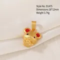 Golden zodiac rat charm with red enamel details and matte finish, 18x12mm size - D1475 (Rat)