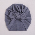 Grey baby turban hat with bow and polka dot pattern made of soft cotton fabric - Grey (#8)