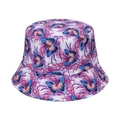 Reversible bucket hat with blue butterfly and purple grass floral print pattern - Purple Grass and Butterfly All Over Print Style (E)