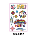 Tatouages temporaires imperméables avec motifs hippie, fleurs et peace and love WS-C457 - WS-C457/Hippie Amour et Paix