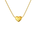 Golden heart pendant necklace with engraved letter C and sleek snake chain - Letter C (Snake Chain)