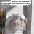 Organizer da cucina trasparente a parete per zenzero e aglio, design a righe verticali - Confezione da 1 / Medio / Trasparente