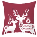 Red Christmas pillowcase with white reindeer silhouettes and Merry Christmas text design - Red White Deer Merry Christmas