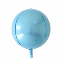 Sky blue 4D sphere foil balloon with glossy finish on a white background - 18 Inch / Holographic Blue