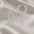 Elegante Creolen aus S925 Sterlingsilber mit Moissanit und ovalem Pavee-Anhänger - Stil E13706 Moissanit (344 Steine)