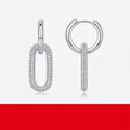 Orecchini a cerchio in argento S925 con moissanite e ciondolo ovale in pavé lucido - Stile E13706 Moissanite (344 Pietre)