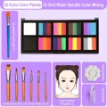 Water-soluble 26-color face paint kit with professional brushes and practice template - 26 Colors Rainbow Splice Palette [9-Piece Starter Set]