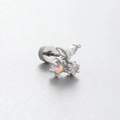 Silver titanium steel stud featuring leaf, opal, and star zircon with screw back - Leaf Star Style (A133-1#) / Single Piece