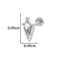 Silver titanium labret stud with diamond-shaped zircon and precise dimensions - Kite Shape (2608-1#银)