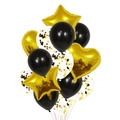 Set de 14 ballons Or Rose et Noir avec formes Etoile et Coeur pour fête et décor - Noir Perlé et Confettis Dorés et Étoiles Dorées et Coeurs Dorés